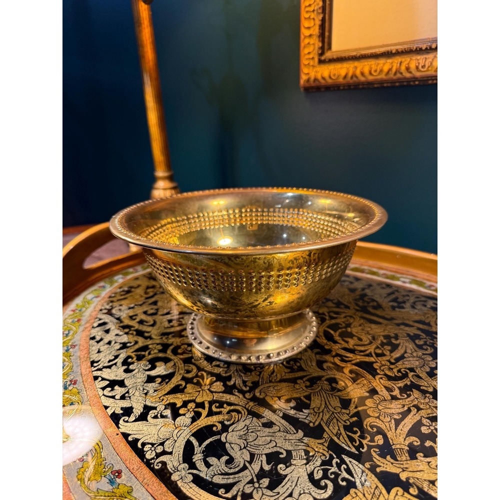 Vintage Brass Pedestal Bowl |‎ 8.25" Footed Decorative Centerpiece